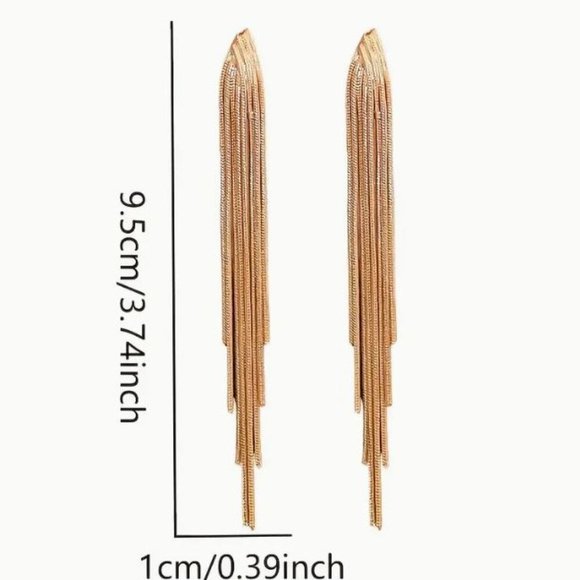 NEW Natalia Retro Gold Chain Fringe Earrings - Picture 4 of 4